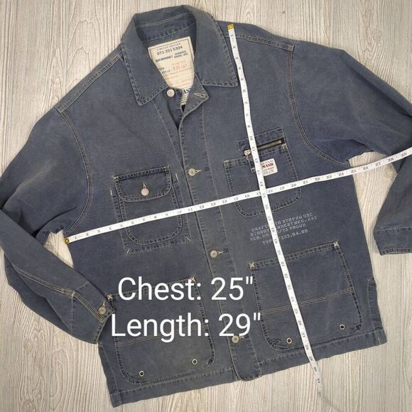 Mash Clothing Company 1995 Mens Size L Button Front Denim Jacket Blue Pockets - Picture 11 of 11